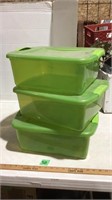 3 green containers