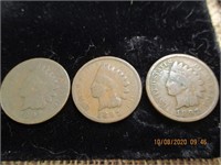 3 Indian Head Pennies-1897