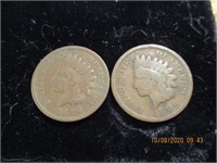 2 Indian Head Pennies-1896
