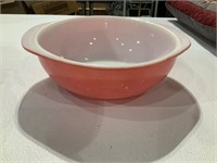 mauve pink pyrex glass bowl 8 3/4" in diameter