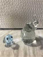 Glass baby elephant, glass blue baby seal