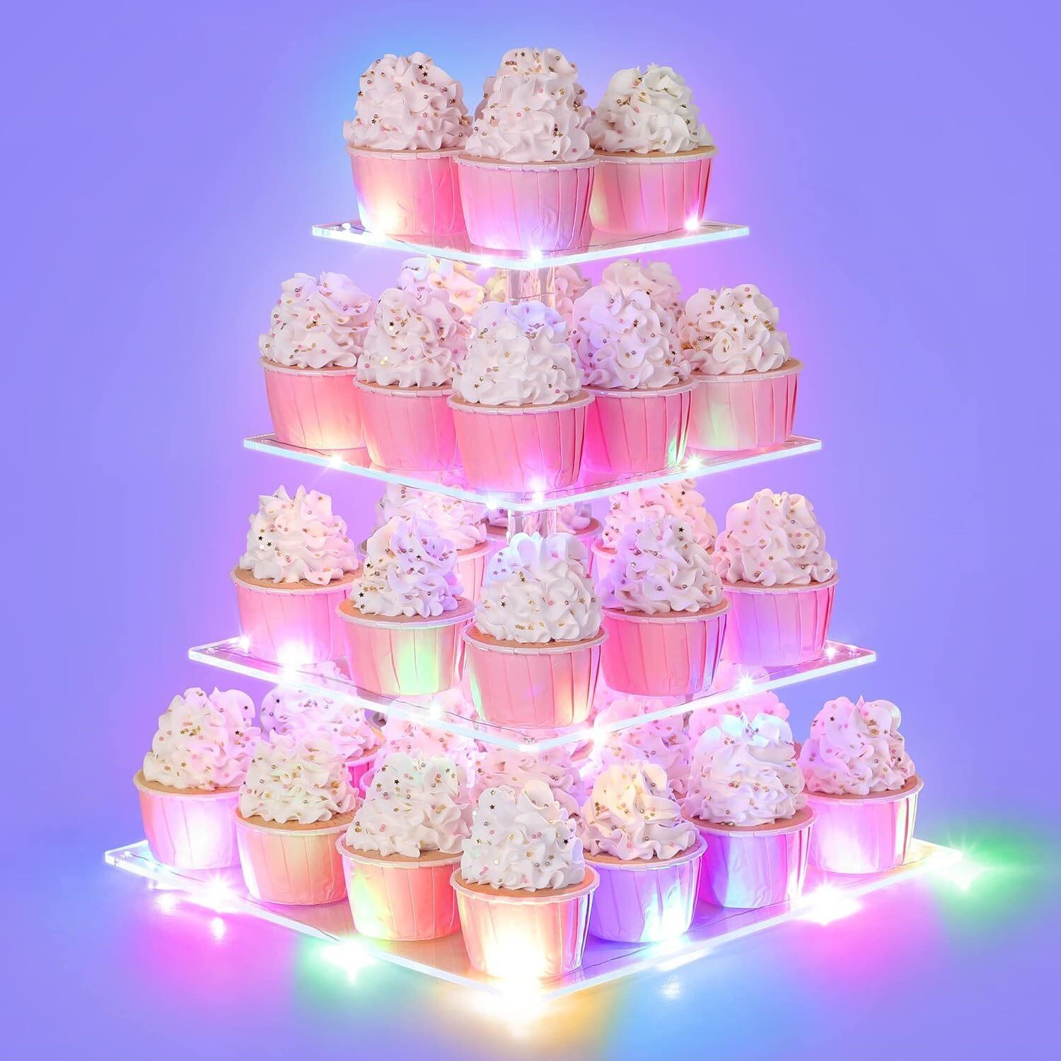 $17  4 Tier Cupcake Stand with LED String Light