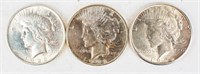 Coin 3 Peace Dollar Set in Plush Case P,D & S BU