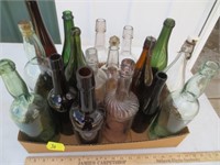 Box of old bottles, misc.