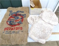 Potatoe bag, lace table cloth