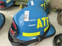 Blue ATF helmet and safety goggles