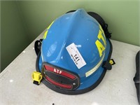 Blue ATF helmet and safety goggles