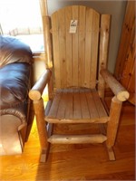 cedar log rocking chair