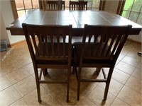 DINING TABLE W/ 4 CHAIRS TILE INSET AND POP OUT