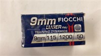 50rds Fiocchi 9mm Luger 115gr FMJ