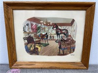 Fredrick Elmiger Horse Tack Store Painting inFrame