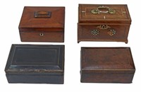 (4) ENGLISH INLAID TEA CADDY & TABLE BOXES