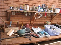 Misc contents of shop and top of  worktable