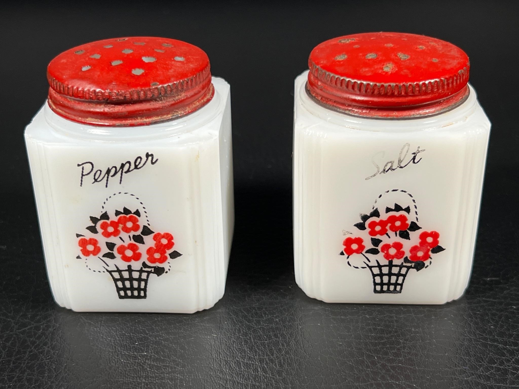 Vintage Tipp Milk Glass Salt and Pepper Shakers