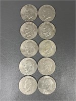 Ten 1974 Eisenhower Dollar Coins