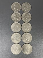 Ten Various Date Eisenhower Dollar Coins