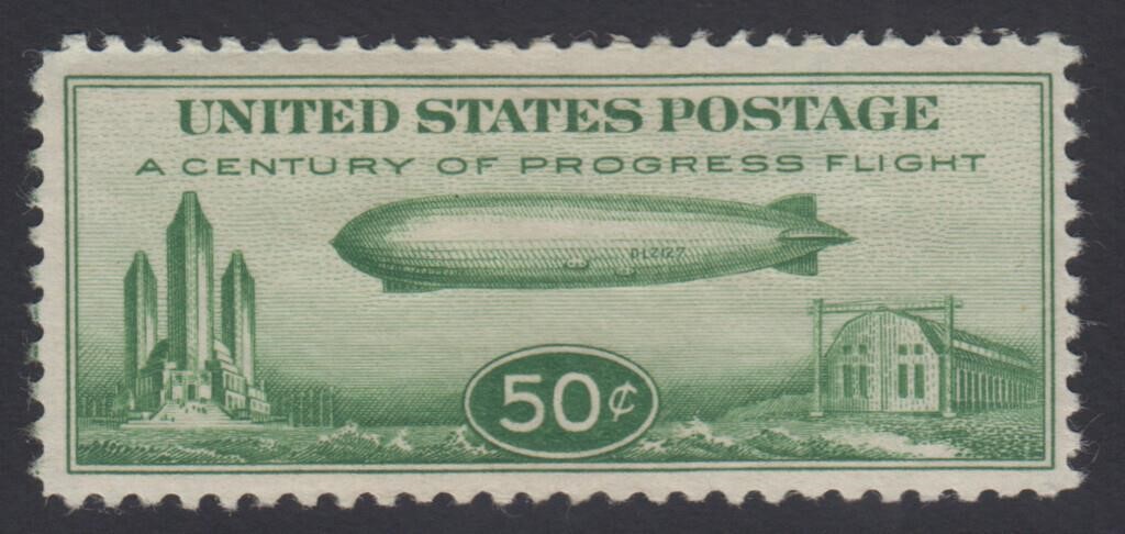 US Stamps #C18 Mint HR with large thin, fresh Baby