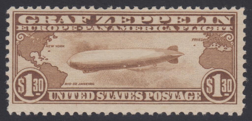 US Stamps #C14 Mint LH, fresh Zeppelin, CV $375