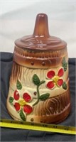 American Bisque Butter Churn Cookie Jar w flowers