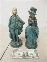 Pair Vintage Likely Chalkware Figures Statues