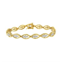 10k Goldpl 1.00ct Diamond Eye-shaped Link Bracelet
