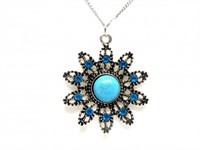 Turquoise Blue Flower Necklace 2