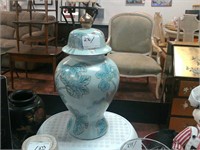 Blue vase with lid