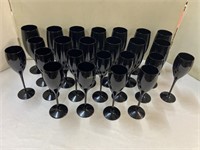 Black Glass Goblets different sizes