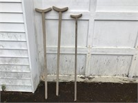 ANTIQUE WOODEN CRUTCHES - ONE PAIR ONE EXTRA