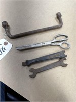 Old Tools-Fordson Wrench Scissors Lug Wrench
