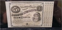 United States $5 Bond Currency Louisiana.