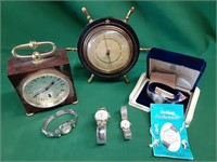 Gruen Desk Clock & GE Barometer