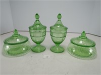 TRAY: 4 LIDDED CANDY DISHES