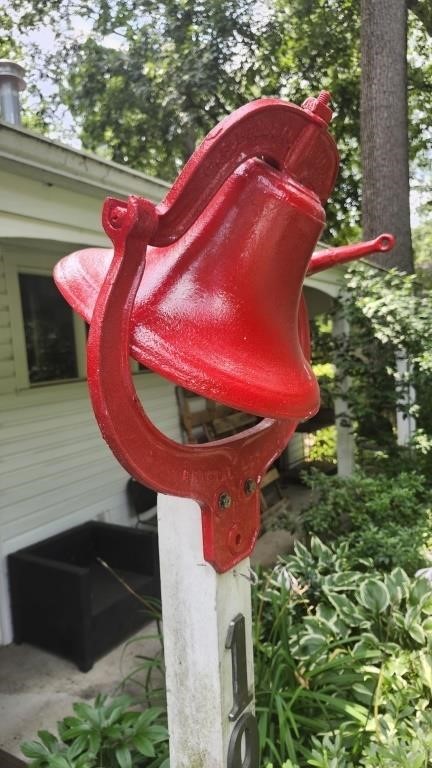 Vintage Red Cast Iron "Crystal Metal" Dinner Bell