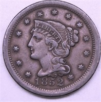 1852 LARGE CENT XF N8 R2