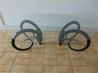 Unique Glass Topped Metal Antelope Coffee Table ,