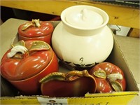 Apple Cookie Jar, (3) Apple Canisters, Apple Plate