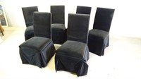 (6) Black Velvet Upholstered Dining Chairs