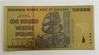 2008 $100,000,000,000,000 ZIMBABWE NOTE 24KT GOLD