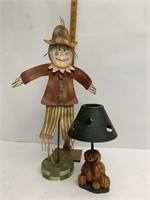 Scarecrow and pumpkin tea light lamp