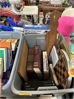 LARGE BIN OF BOOKS AND MISC