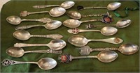 15 Sterling and Hallmarked Souvenir Demi Spoons