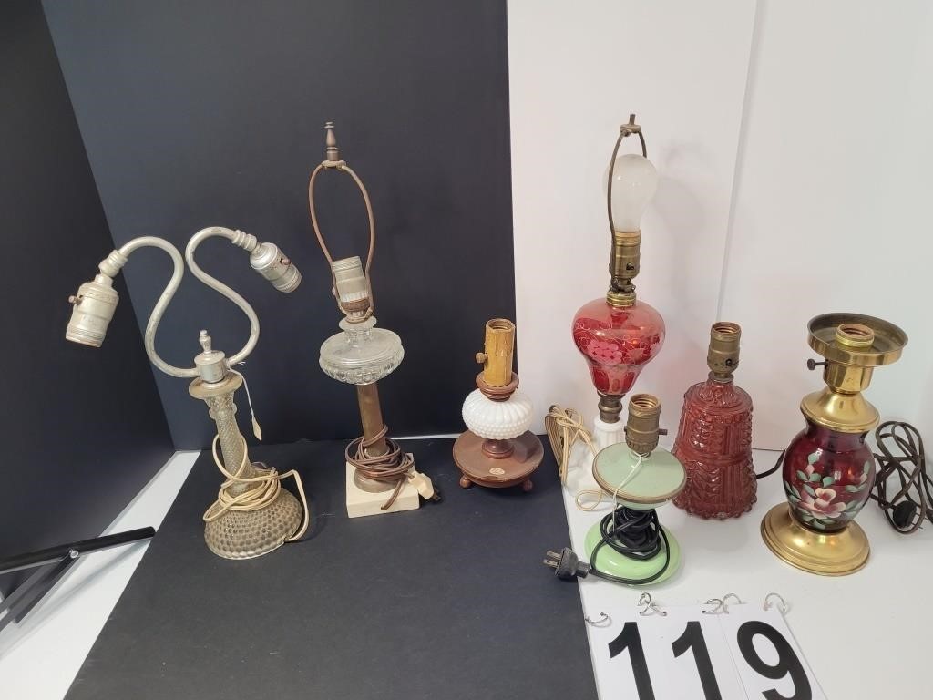 Several Vintage Boudoir Lamps (Some Need Cord