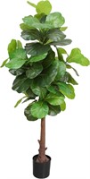 LUWENER 6FT Faux Fiddle Fig  Indoor/Outdoor