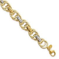 14k-Textured Fancy Link Bracelet