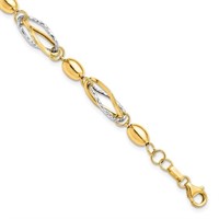 14K- Two-tone Polished and D/C Bracelet