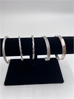 Five Sterling Bangle Bracelets