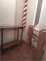 Quilt rack, entry table and porch American flag