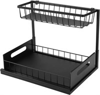 Under Sink 2-Tier Metal Organizer  Black