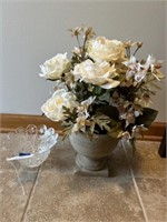 Cut Glass Bowl & Flower Arrangement